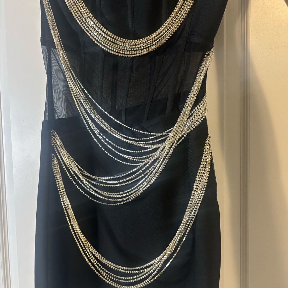 Elegant Black Dress with Gold Accents